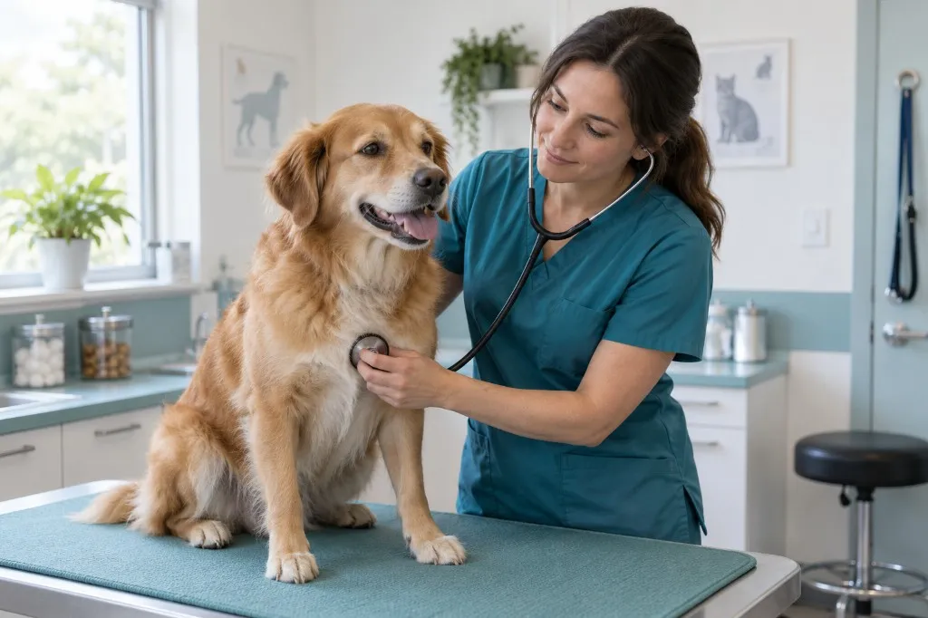 Imagen ilustrativa de una consulta veterinaria. No es personal ni una instalación de Animal Zoom.